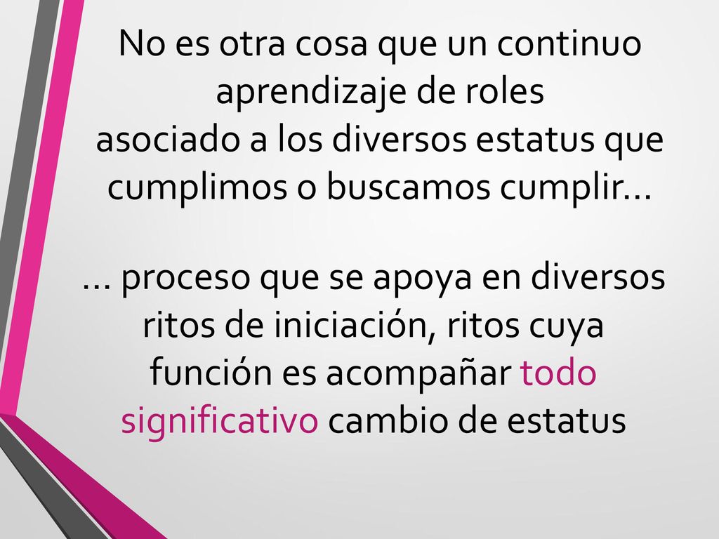 No es otra cosa que un continuo aprendizaje de roles asociado a los diversos estatus que cumplimos o buscamos cumplir…