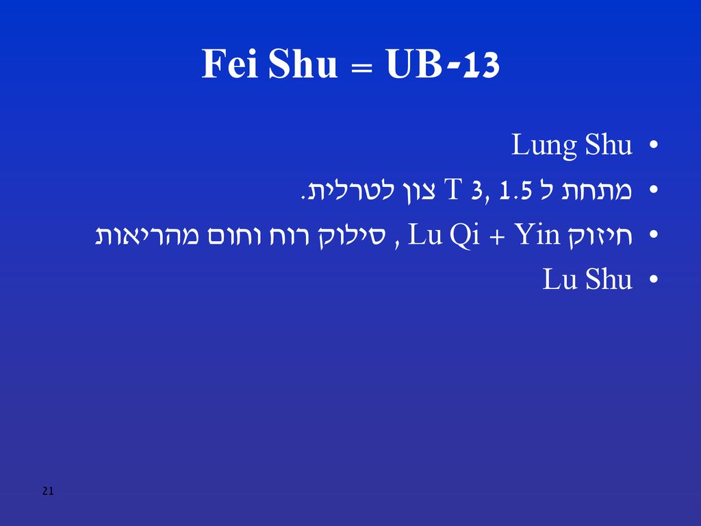 UB-13 = Fei Shu Lung Shu מתחת ל T 3, 1.5 צון לטרלית.