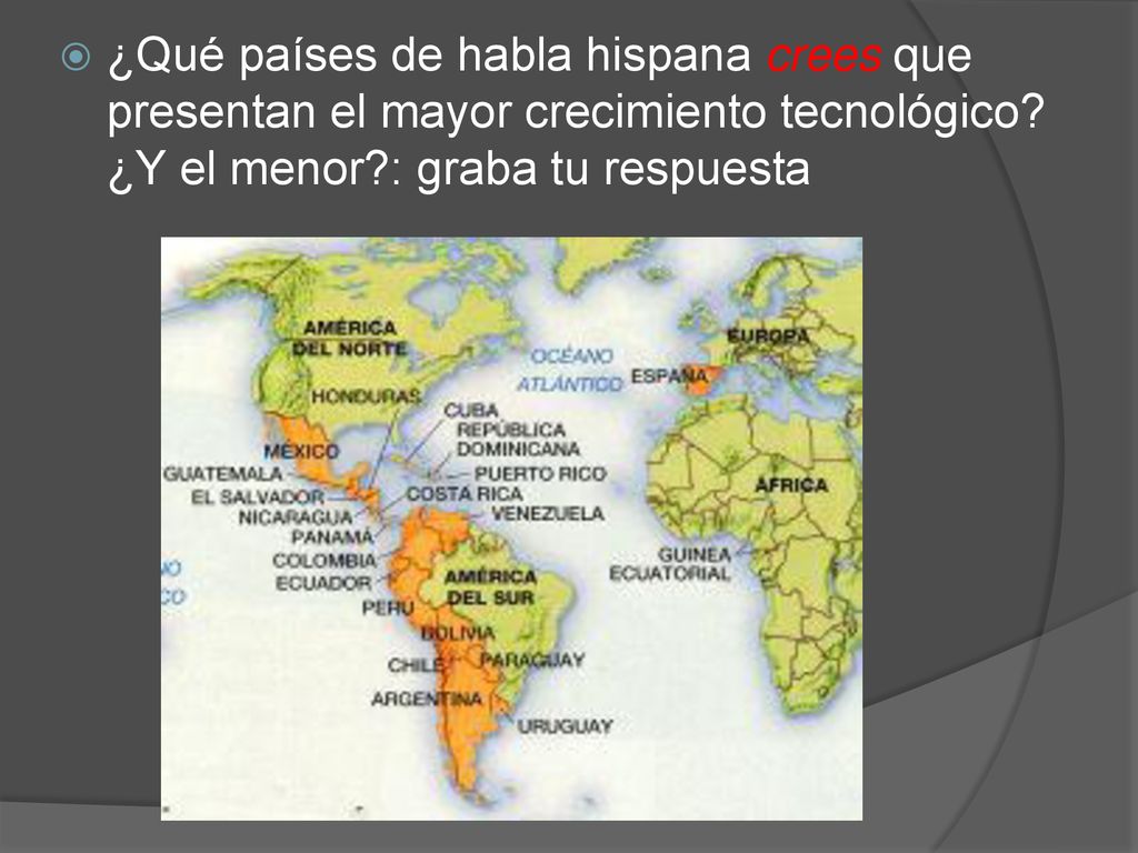 ¿Qué países de habla hispana crees que presentan el mayor crecimiento tecnológico.
