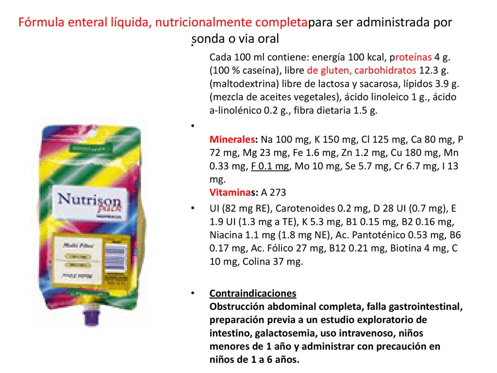 Cada 100 ml contiene: energía 100 kcal, proteínas 4 g