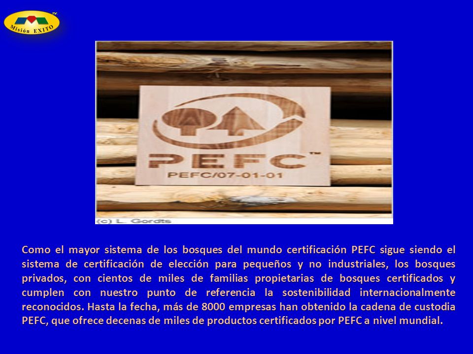 Como el mayor sistema de los bosques del mundo certificación PEFC sigue siendo el sistema de certificación de elección para pequeños y no industriales, los bosques privados, con cientos de miles de familias propietarias de bosques certificados y cumplen con nuestro punto de referencia la sostenibilidad internacionalmente reconocidos.