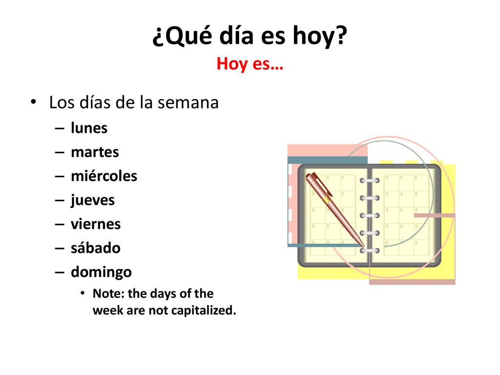 ¿Qué día es hoy Hoy es… Los días de la semana lunes martes miércoles