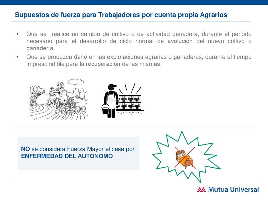 Supuestos de fuerza para Trabajadores por cuenta propia Agrarios