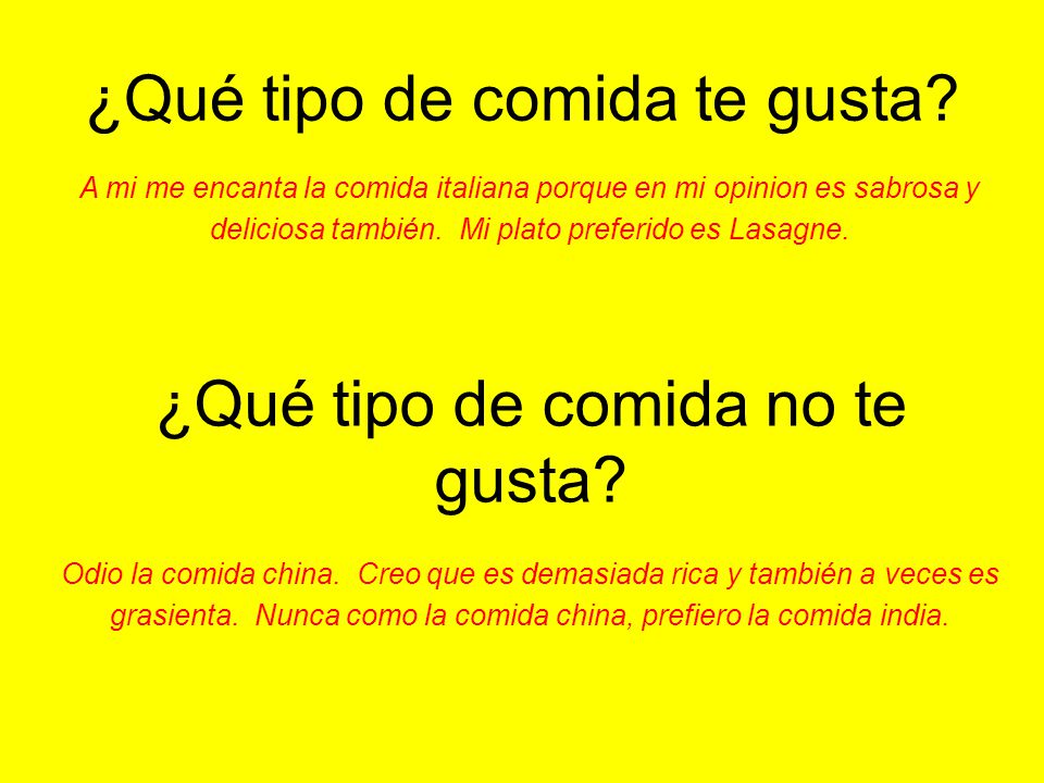 ¿Qué tipo de comida te gusta