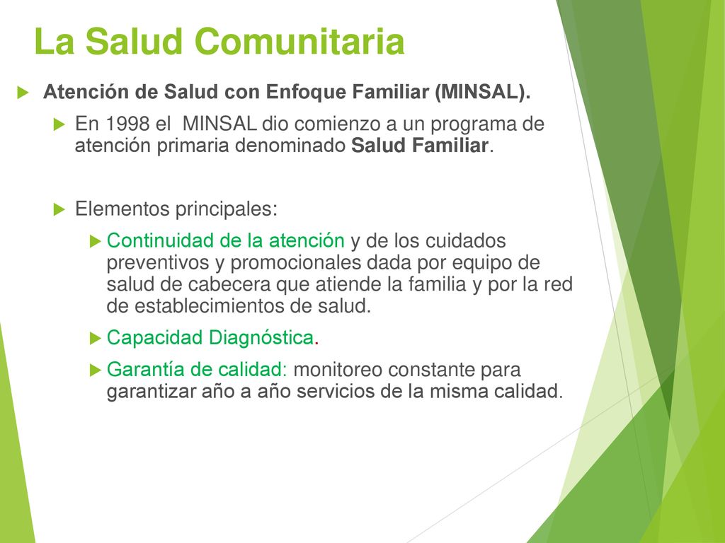 La Salud Comunitaria Atención de Salud con Enfoque Familiar (MINSAL).