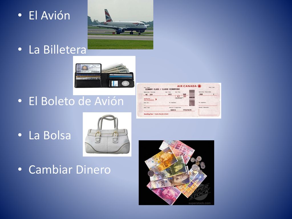 El Avión La Billetera El Boleto de Avión La Bolsa Cambiar Dinero