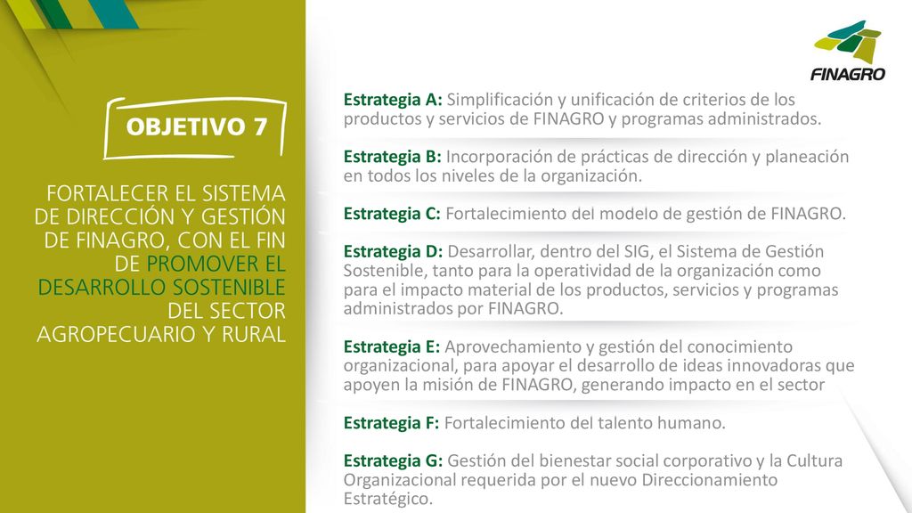 Estrategia C: Fortalecimiento del modelo de gestión de FINAGRO.