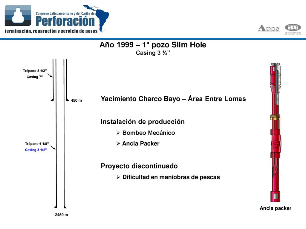 Año 1999 – 1° pozo Slim Hole Yacimiento Charco Bayo – Área Entre Lomas