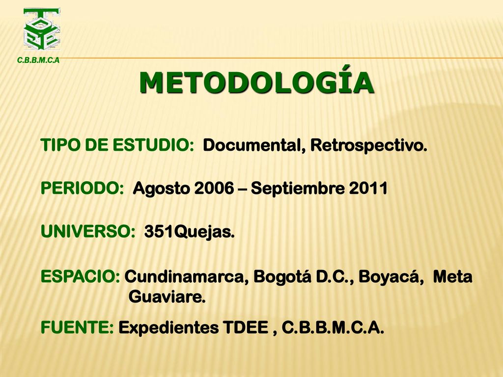 METODOLOGÍA TIPO DE ESTUDIO: Documental, Retrospectivo.