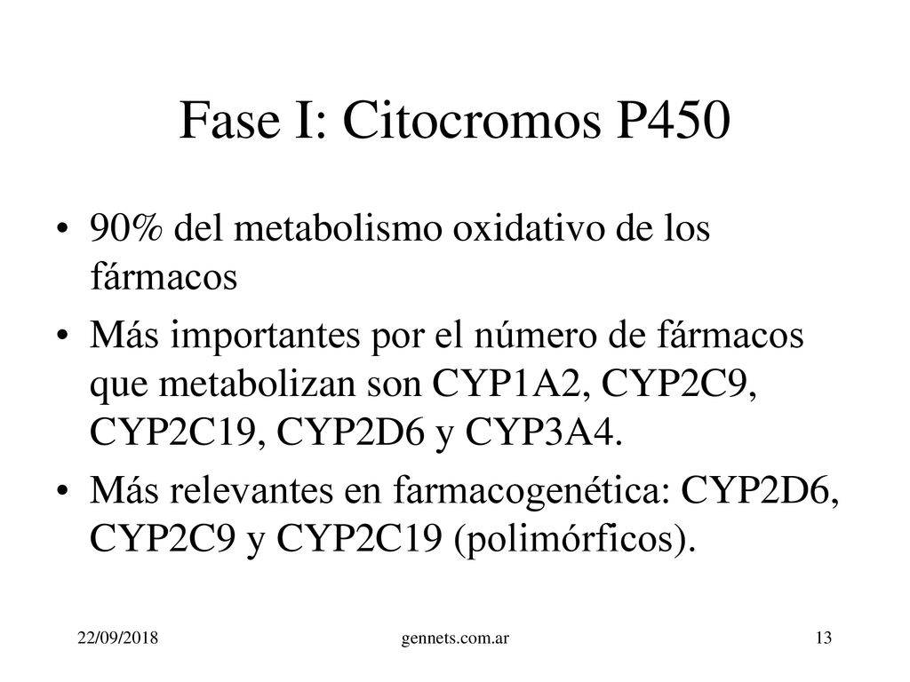 Fase I: Citocromos P450 90% del metabolismo oxidativo de los fármacos
