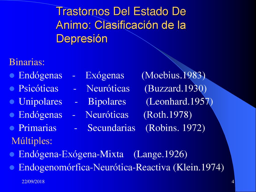 Trastornos Del Estado De Animo: Clasificación de la Depresión