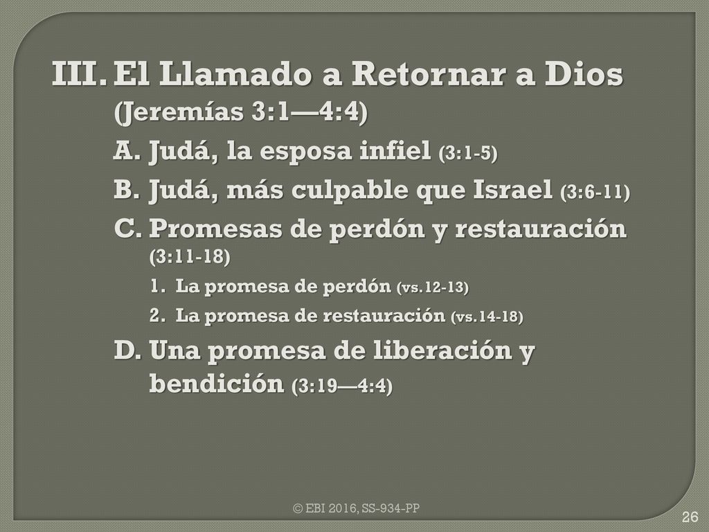 III. El Llamado a Retornar a Dios (Jeremías 3:1—4:4)