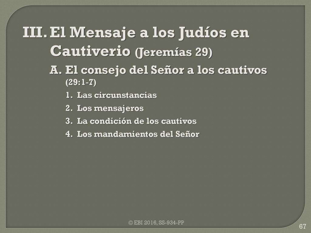 III. El Mensaje a los Judíos en Cautiverio (Jeremías 29)