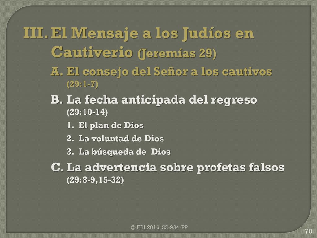 III. El Mensaje a los Judíos en Cautiverio (Jeremías 29)