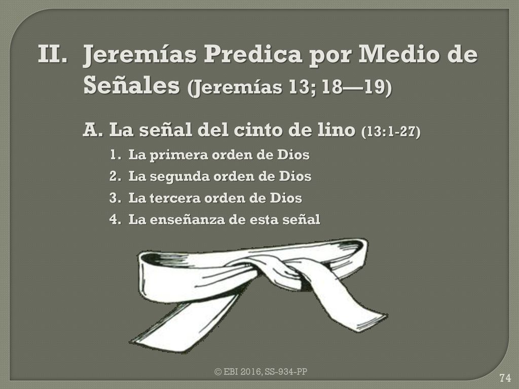 II. Jeremías Predica por Medio de Señales (Jeremías 13; 18—19)