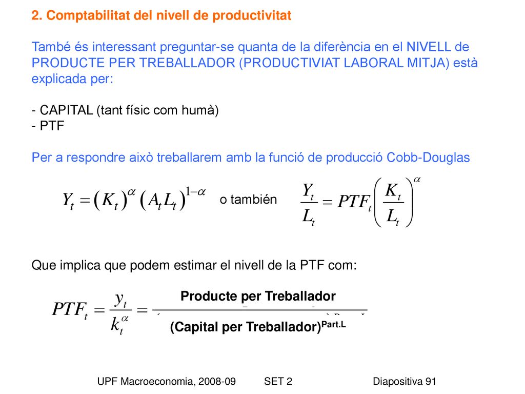 Producte per Treballador (Capital per Treballador)Part.L