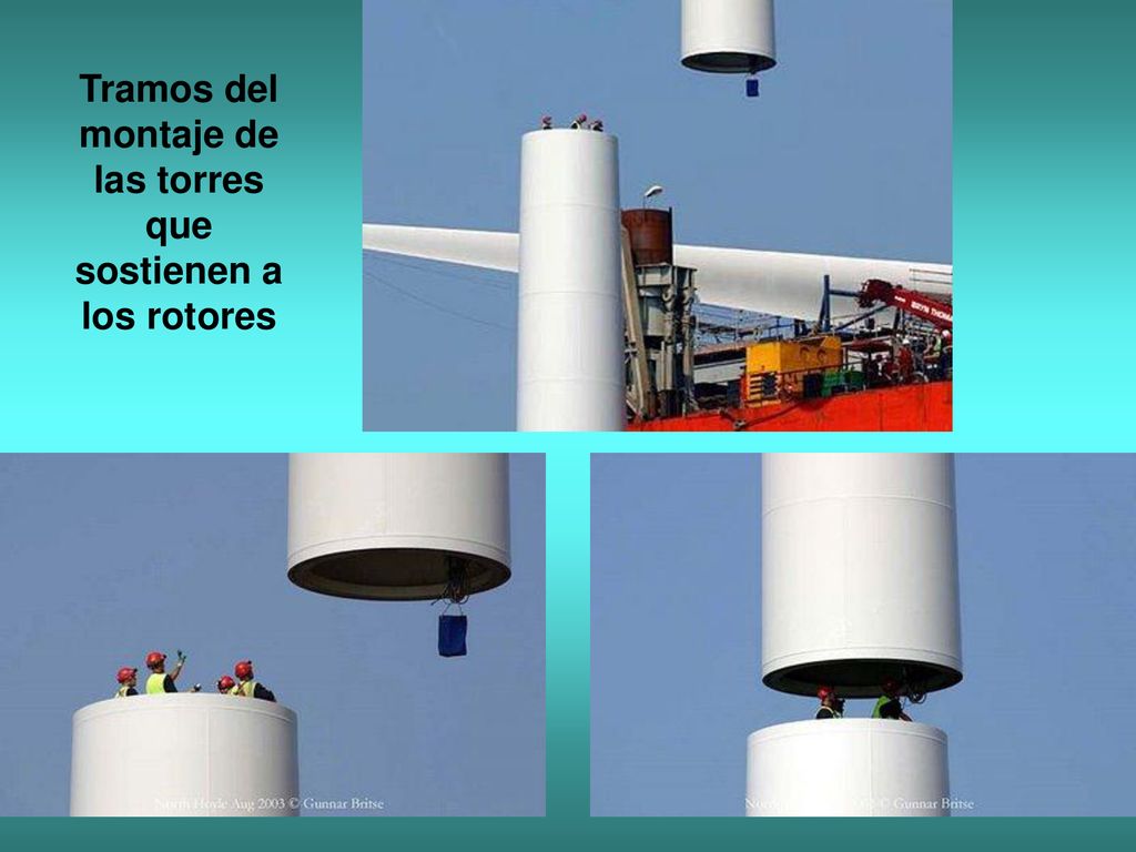 Tramos del montaje de las torres que sostienen a los rotores