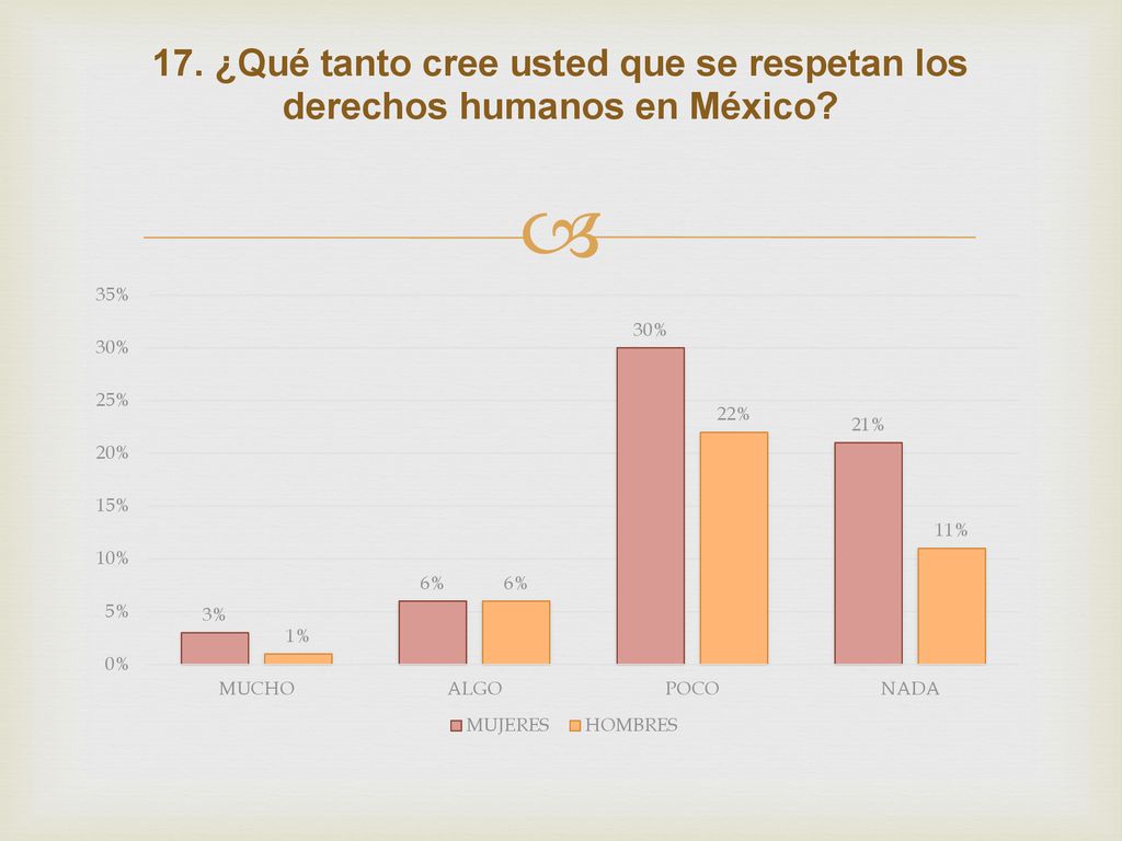 17. ¿Qué tanto cree usted que se respetan los derechos humanos en México