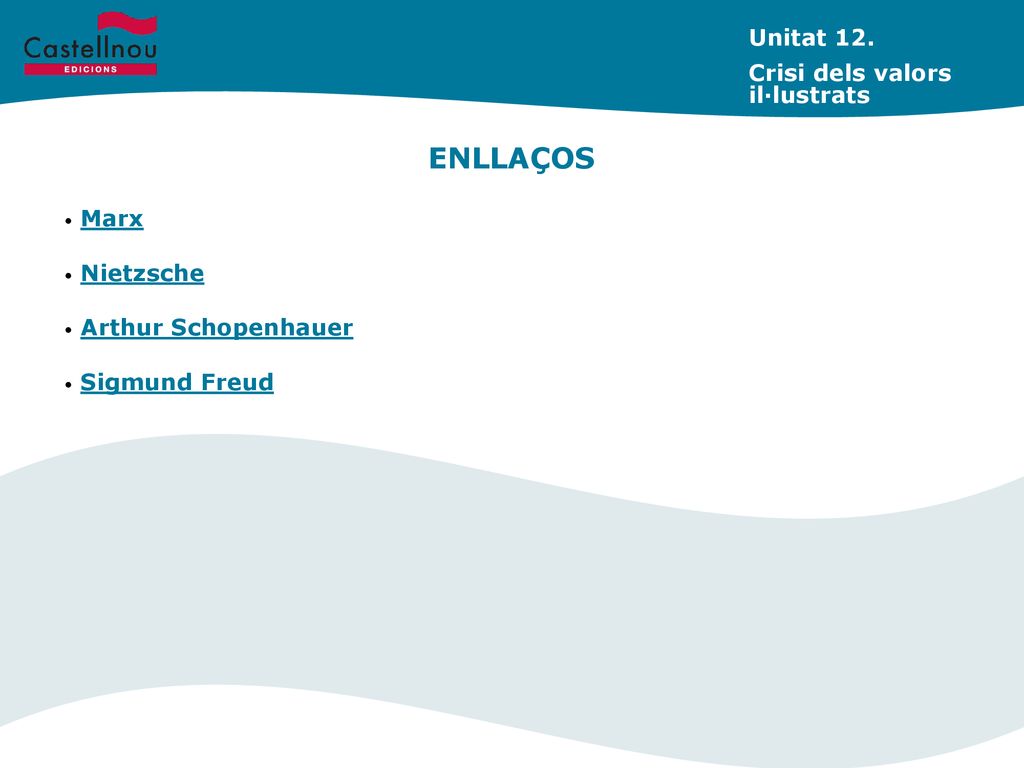 ENLLAÇOS Unitat 12. Crisi dels valors il·lustrats Marx Nietzsche