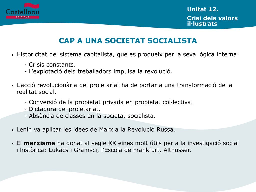 CAP A UNA SOCIETAT SOCIALISTA