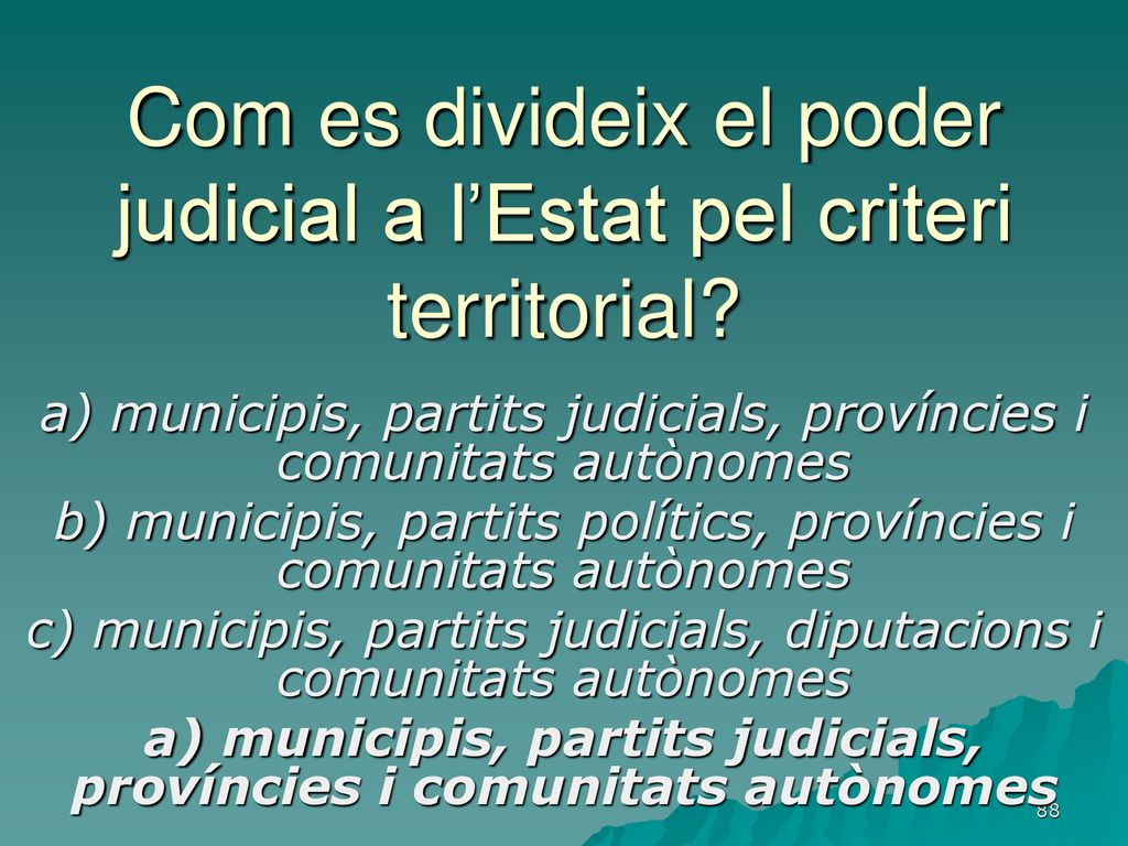 Com es divideix el poder judicial a l’Estat pel criteri territorial