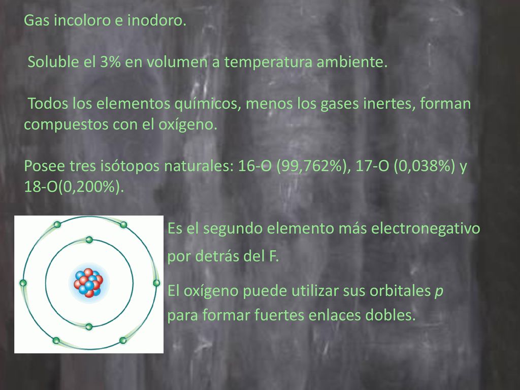 Gas incoloro e inodoro. Soluble el 3% en volumen a temperatura ambiente.