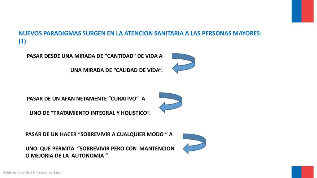 NUEVOS PARADIGMAS SURGEN EN LA ATENCION SANITARIA A LAS PERSONAS MAYORES: (1)