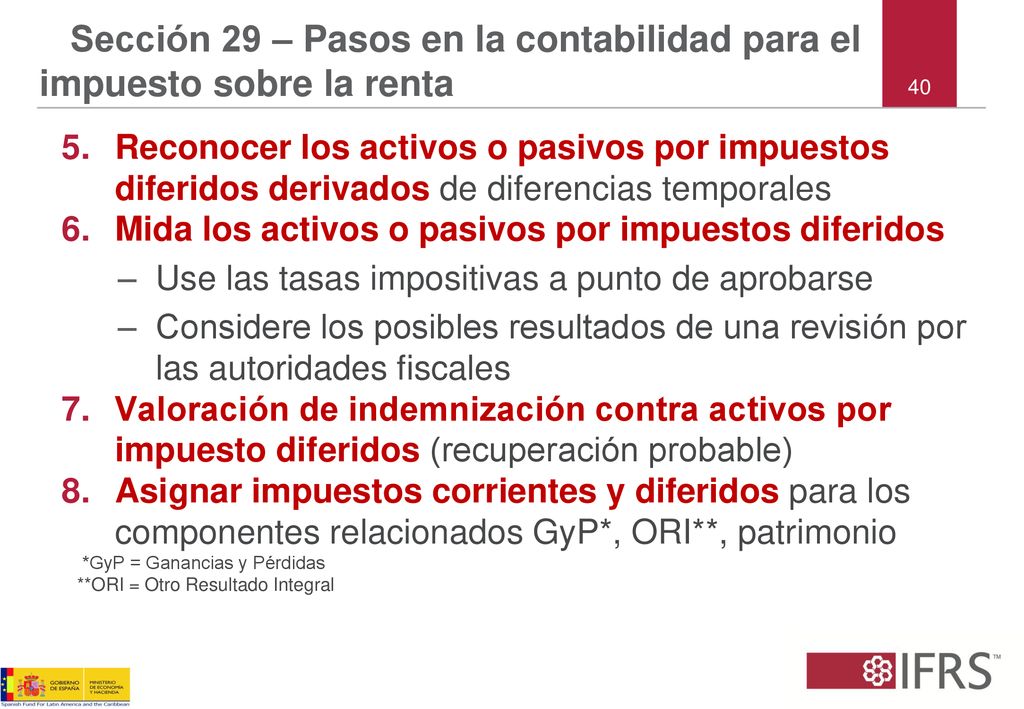 Sección 29 – Pasos en la contabilidad para el impuesto sobre la renta