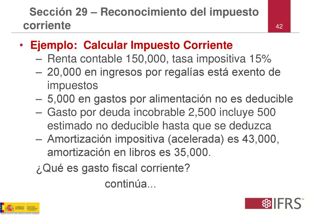 Sección 29 – Reconocimiento del impuesto corriente