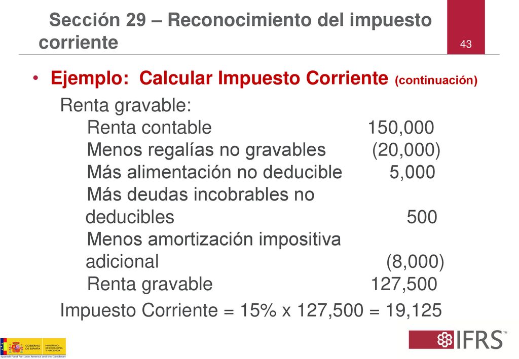 Sección 29 – Reconocimiento del impuesto corriente