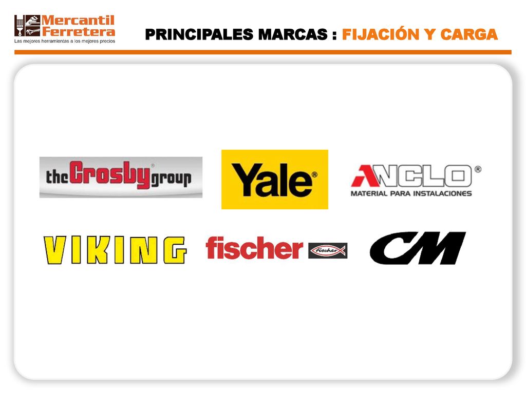PRINCIPALES MARCAS : FIJACIÓN Y CARGA