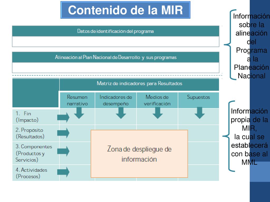 Contenido de la MIR Información sobre la alineación del Programa