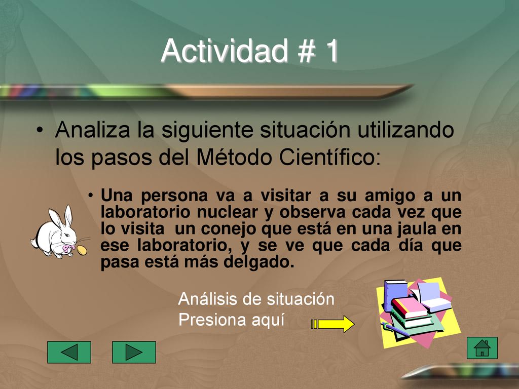 Actividad # 1 Analiza la siguiente situación utilizando los pasos del Método Científico: