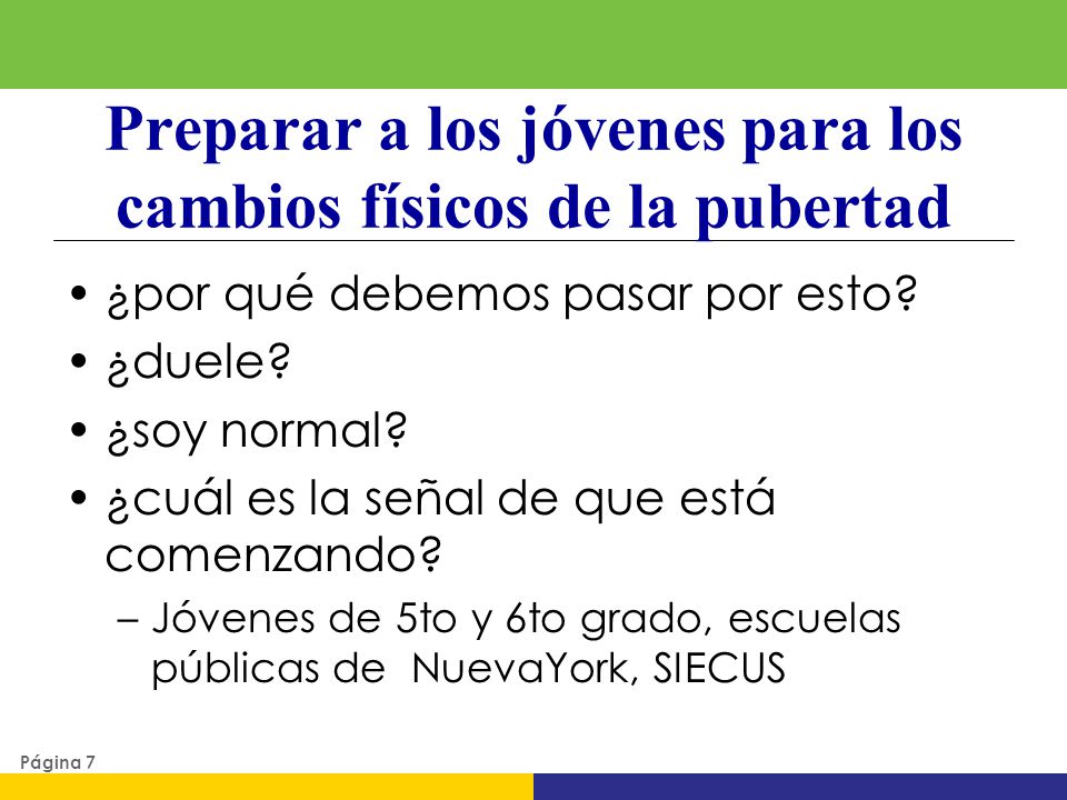 Preparar a los jóvenes para los cambios físicos de la pubertad
