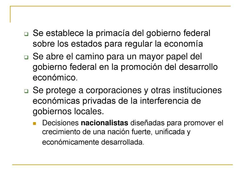 Se establece la primacía del gobierno federal sobre los estados para regular la economía