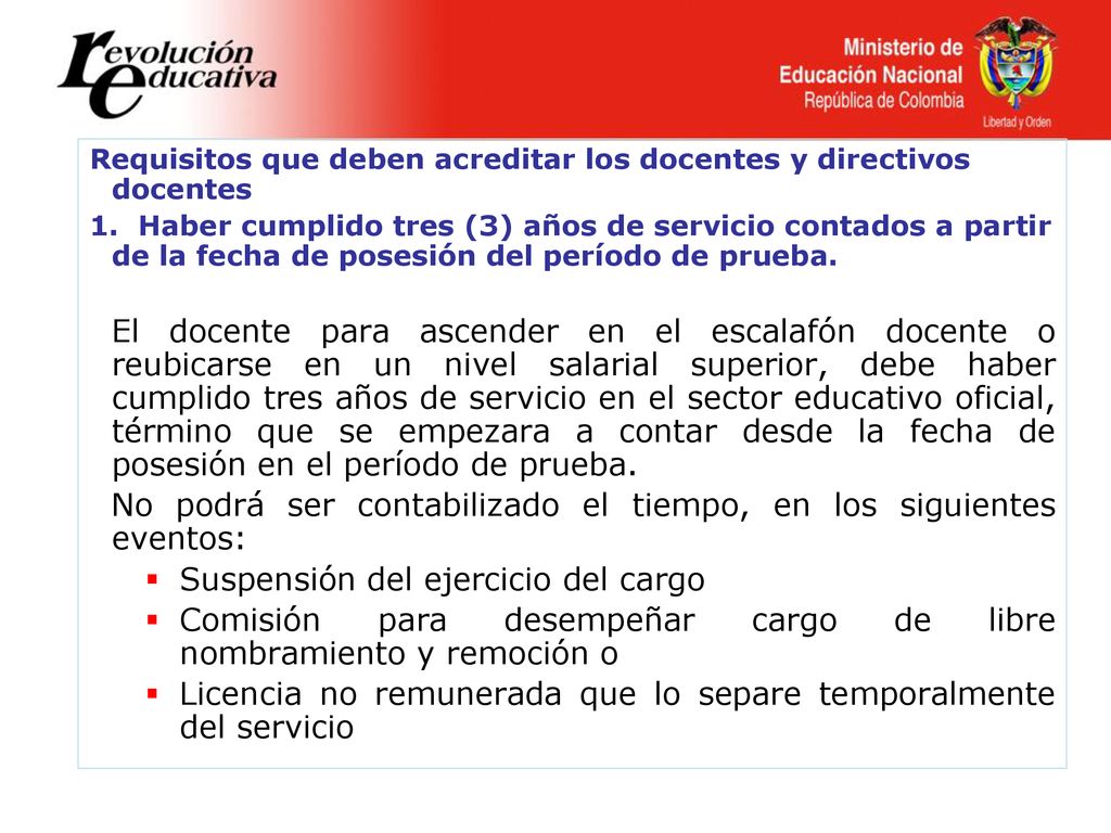 No podrá ser contabilizado el tiempo, en los siguientes eventos: