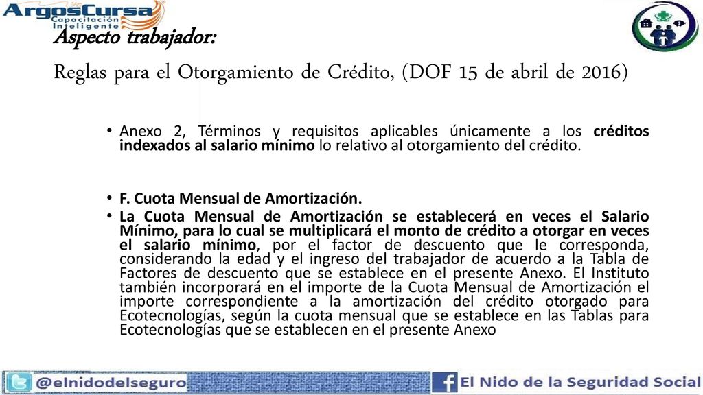 Aspecto trabajador: Reglas para el Otorgamiento de Crédito, (DOF 15 de abril de 2016)
