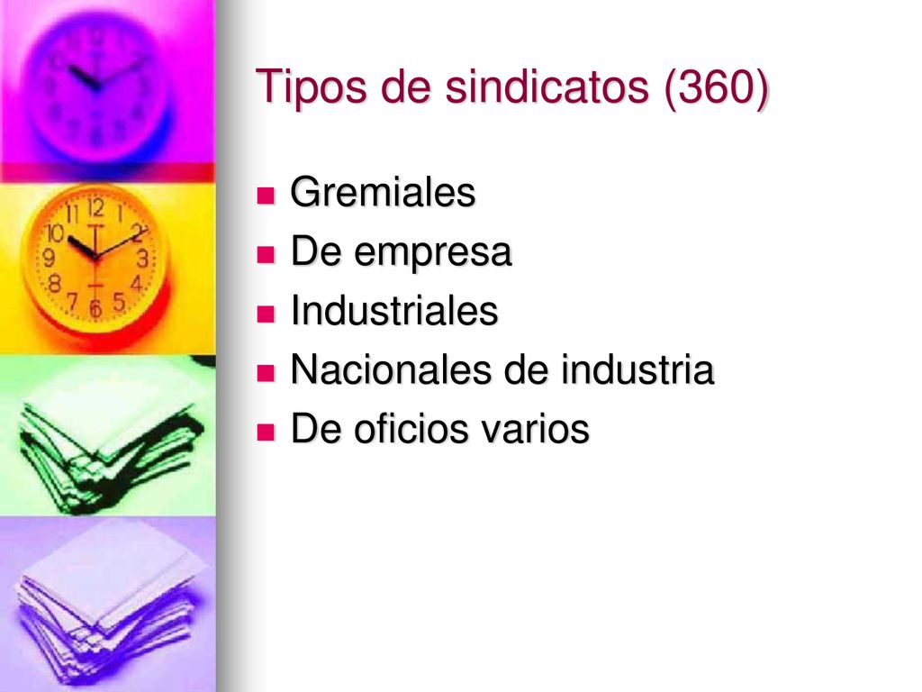 Tipos de sindicatos (360) Gremiales De empresa Industriales