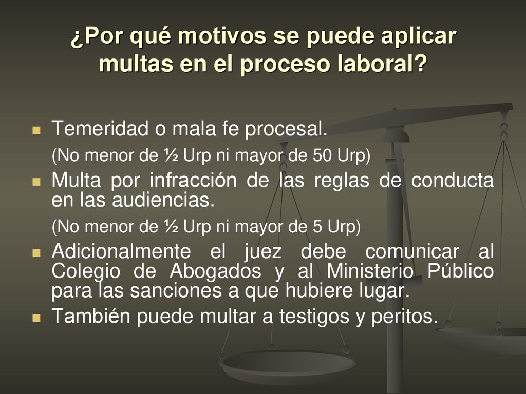 ¿Por qué motivos se puede aplicar multas en el proceso laboral