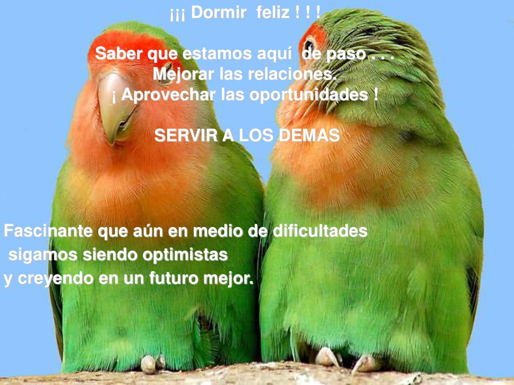 Saber que estamos aquí de paso Mejorar las relaciones.