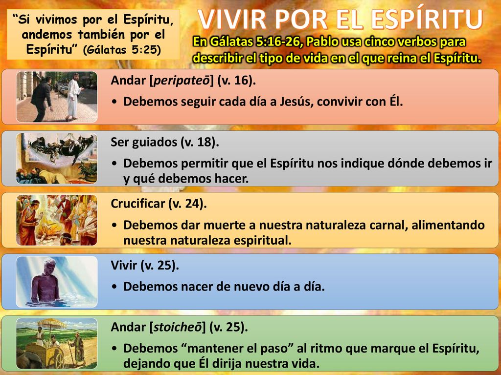VIVIR POR EL ESPÍRITU Si vivimos por el Espíritu, andemos también por el Espíritu (Gálatas 5:25)