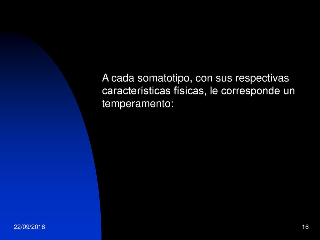 A cada somatotipo, con sus respectivas características físicas, le corresponde un temperamento: