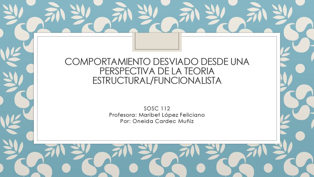 SOSC 112 Profesora: Maribet López Feliciano Por: Oneida Cardec Muñiz