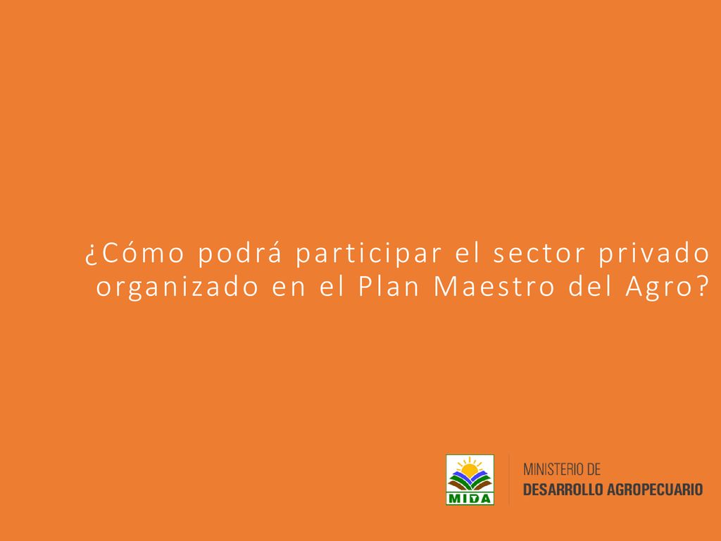 ¿Cómo podrá participar el sector privado organizado en el Plan Maestro del Agro