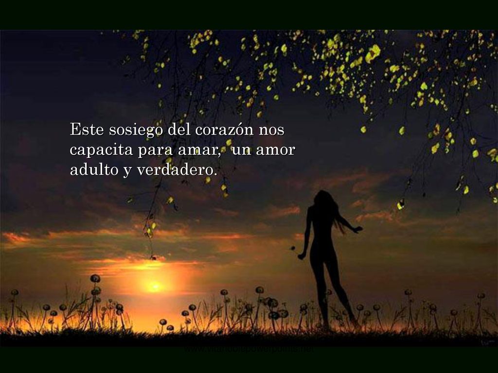 Este sosiego del corazón nos capacita para amar, un amor adulto y verdadero.