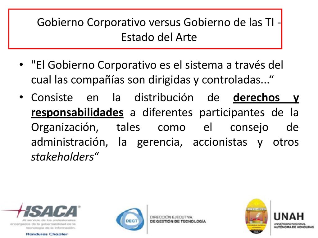 Gobierno Corporativo versus Gobierno de las TI - Estado del Arte