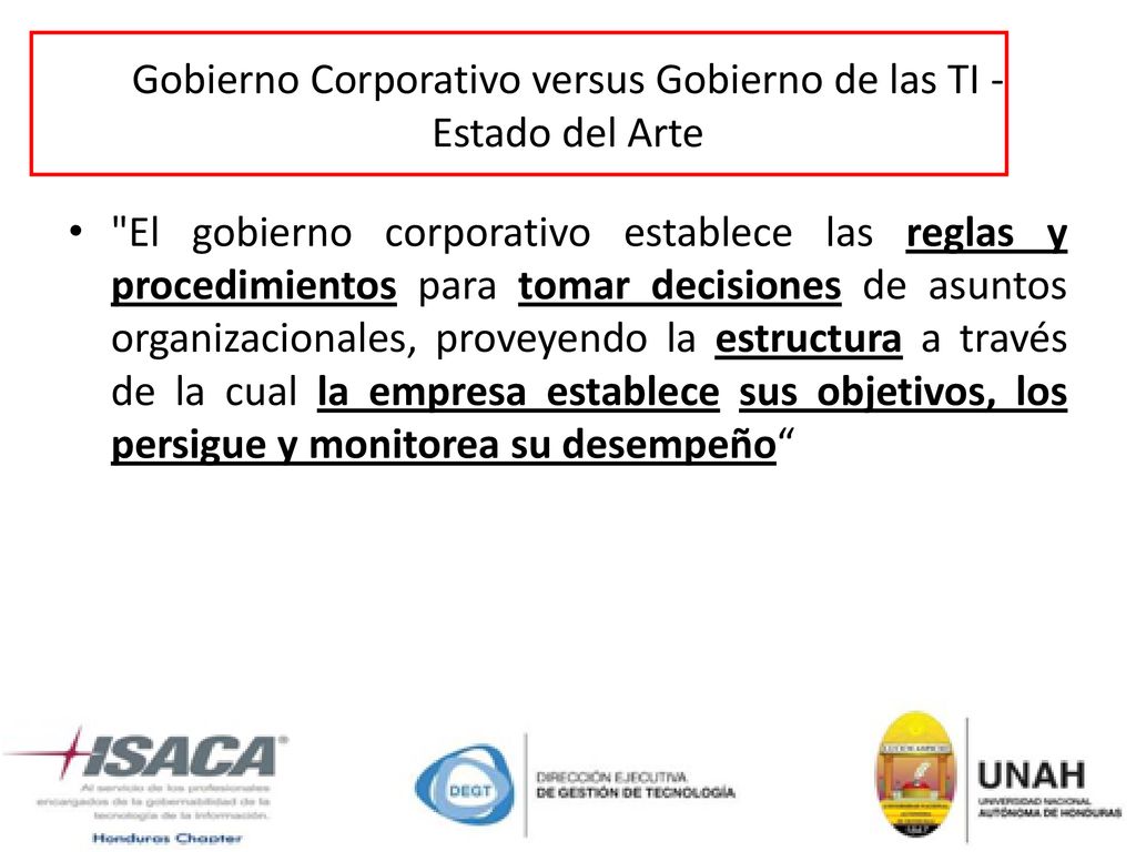 Gobierno Corporativo versus Gobierno de las TI - Estado del Arte