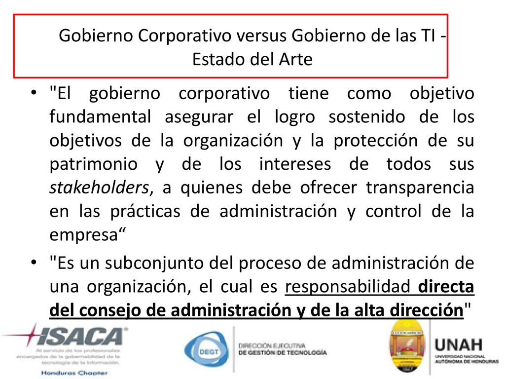 Gobierno Corporativo versus Gobierno de las TI - Estado del Arte