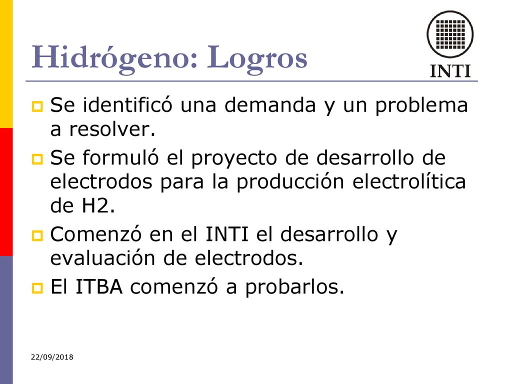 Hidrógeno: Logros Se identificó una demanda y un problema a resolver.