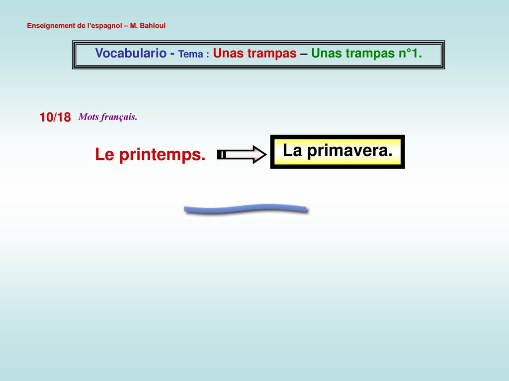 Vocabulario - Tema : Unas trampas – Unas trampas n°1.